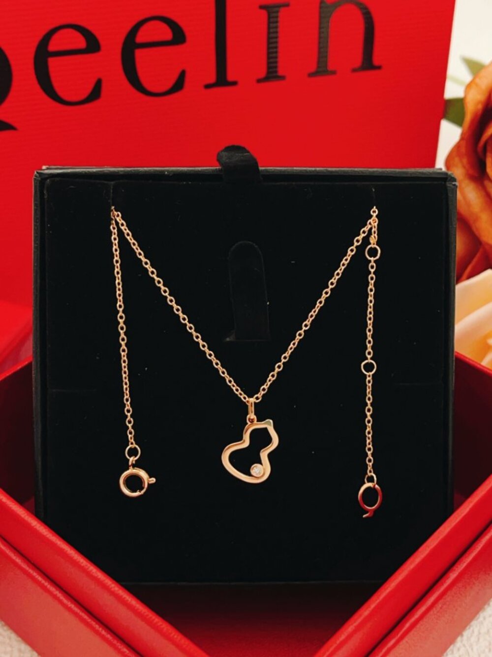 Qeelin Rose Gold Solo Diamond Openwork Gourd Necklace